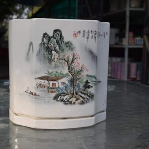 Pot with nature painting